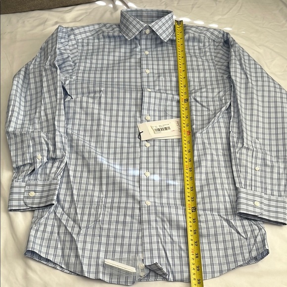 Light Blue Plaid Dress Shirt with Classic Collar - Picture 2 of 10